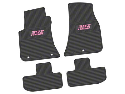 Factory Floorpan Fit Custom Vintage Scene Front and Rear Floor Mats with Pink 392 HEMI Insert; Black (11-23 RWD Challenger)