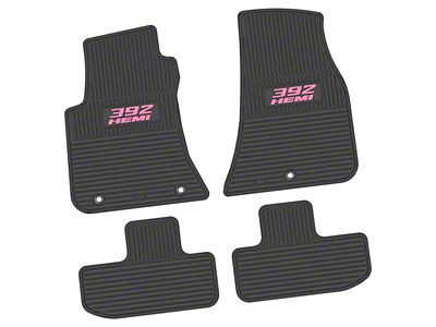 FLEXTREAD Factory Floorpan Fit Custom Vintage Scene Front and Rear Floor Mats with Pink 392 HEMI Insert; Black (11-23 RWD Challenger)