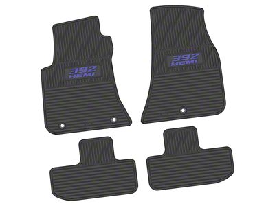 Factory Floorpan Fit Custom Vintage Scene Front and Rear Floor Mats with Purple 392 HEMI Insert; Black (11-23 RWD Challenger)