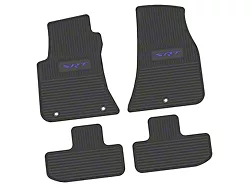 Factory Floorpan Fit Custom Vintage Scene Front and Rear Floor Mats with Purple SRT Insert; Black (11-23 RWD Challenger)