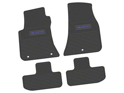 Factory Floorpan Fit Custom Vintage Scene Front and Rear Floor Mats with Purple SRT Insert; Black (11-23 RWD Challenger)