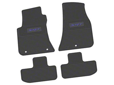 FLEXTREAD Factory Floorpan Fit Custom Vintage Scene Front and Rear Floor Mats with Purple SRT Insert; Black (11-23 RWD Challenger)