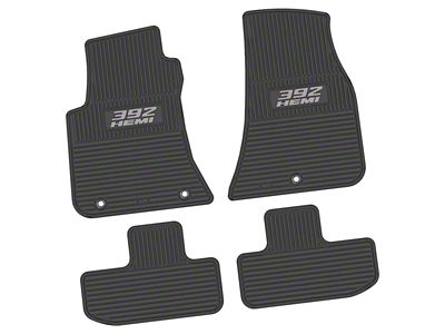 Factory Floorpan Fit Custom Vintage Scene Front and Rear Floor Mats with Silver 392 HEMI Insert; Black (11-23 RWD Challenger)