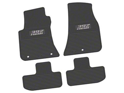 FLEXTREAD Factory Floorpan Fit Custom Vintage Scene Front and Rear Floor Mats with Silver 392 HEMI Insert; Black (11-23 RWD Challenger)