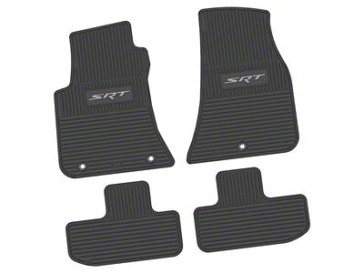 Factory Floorpan Fit Custom Vintage Scene Front and Rear Floor Mats with Silver SRT Insert; Black (11-23 RWD Challenger)
