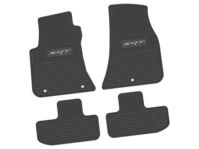 FLEXTREAD Factory Floorpan Fit Custom Vintage Scene Front and Rear Floor Mats with Silver SRT Insert; Black (11-23 RWD Challenger)