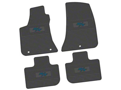 FLEXTREAD Factory Floorpan Fit Custom Vintage Scene Front and Rear Floor Mats with Dark Blue 2008 R/T Insert; Black (11-23 RWD Charger)
