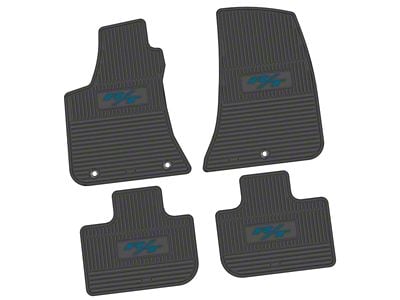 Factory Floorpan Fit Custom Vintage Scene Front and Rear Floor Mats with Dark Blue 2015 R/T Insert; Black (11-23 RWD Charger)
