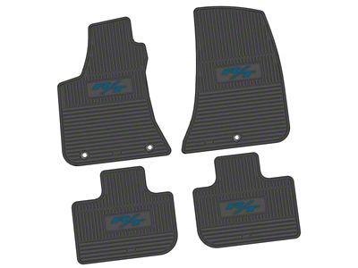 FLEXTREAD Factory Floorpan Fit Custom Vintage Scene Front and Rear Floor Mats with Dark Blue 2015 R/T Insert; Black (11-23 RWD Charger)