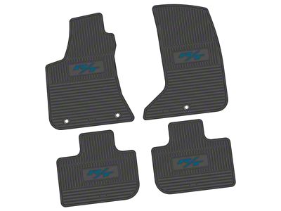 Factory Floorpan Fit Custom Vintage Scene Front and Rear Floor Mats with Dark Blue 2015 R/T Insert; Black (11-23 AWD Charger)