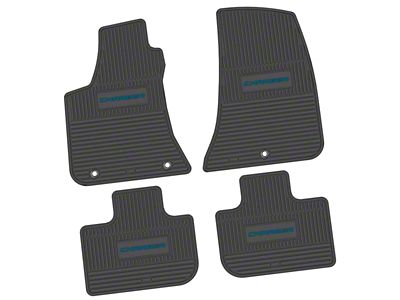 FLEXTREAD Factory Floorpan Fit Custom Vintage Scene Front and Rear Floor Mats with Dark Blue Charger Insert; Black (11-23 RWD Charger)