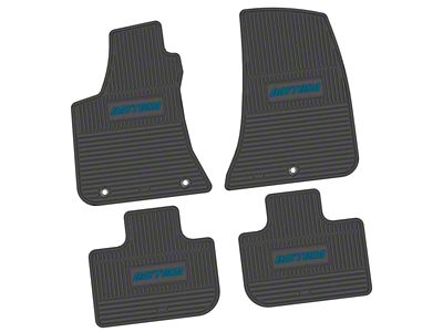Factory Floorpan Fit Custom Vintage Scene Front and Rear Floor Mats with Dark Blue Daytona Insert; Black (11-23 RWD Charger)