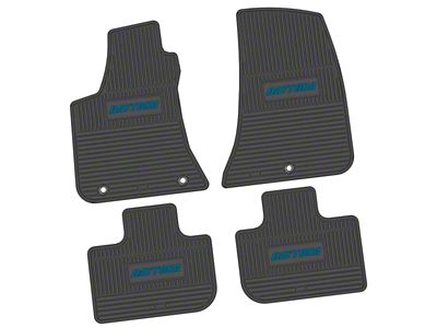 FLEXTREAD Factory Floorpan Fit Custom Vintage Scene Front and Rear Floor Mats with Dark Blue Daytona Insert; Black (11-23 RWD Charger)