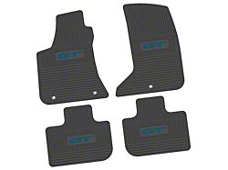 Factory Floorpan Fit Custom Vintage Scene Front and Rear Floor Mats with Dark Blue GT Insert; Black (11-23 AWD Charger)