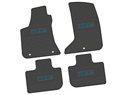 FLEXTREAD Factory Floorpan Fit Custom Vintage Scene Front and Rear Floor Mats with Dark Blue GT Insert; Black (11-23 AWD Charger)