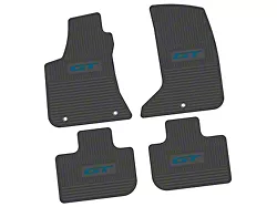 FLEXTREAD Factory Floorpan Fit Custom Vintage Scene Front and Rear Floor Mats with Dark Blue GT Insert; Black (11-23 AWD Charger)