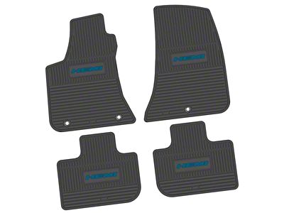 Factory Floorpan Fit Custom Vintage Scene Front and Rear Floor Mats with Dark Blue HEMI Insert; Black (11-23 RWD Charger)