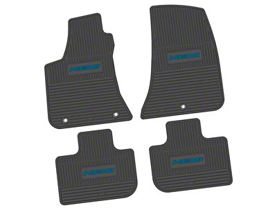 FLEXTREAD Factory Floorpan Fit Custom Vintage Scene Front and Rear Floor Mats with Dark Blue HEMI Insert; Black (11-23 RWD Charger)