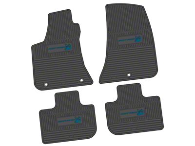 FLEXTREAD Factory Floorpan Fit Custom Vintage Scene Front and Rear Floor Mats with Dark Blue Scat Pack Insert; Black (11-23 RWD Charger)