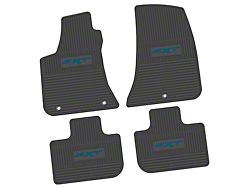 Factory Floorpan Fit Custom Vintage Scene Front and Rear Floor Mats with Dark Blue SXT Insert; Black (11-23 RWD Charger)