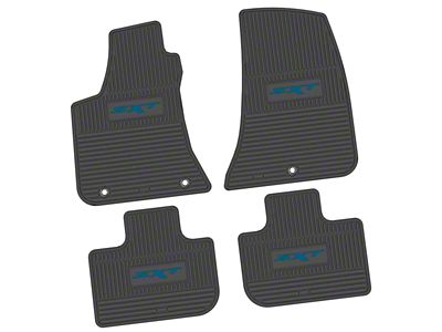 FLEXTREAD Factory Floorpan Fit Custom Vintage Scene Front and Rear Floor Mats with Dark Blue SXT Insert; Black (11-23 RWD Charger)