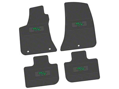 Factory Floorpan Fit Custom Vintage Scene Front and Rear Floor Mats with Green 2008 R/T Insert; Black (11-23 RWD Charger)