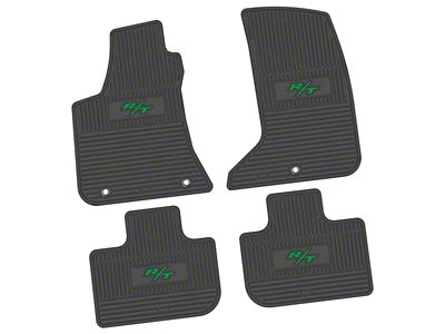 Factory Floorpan Fit Custom Vintage Scene Front and Rear Floor Mats with Green 2008 R/T Insert; Black (11-23 AWD Charger)