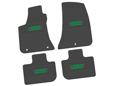 Factory Floorpan Fit Custom Vintage Scene Front and Rear Floor Mats with Green 392 HEMI Insert; Black (11-23 RWD Charger)