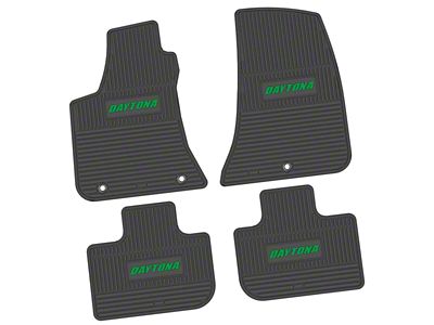 FLEXTREAD Factory Floorpan Fit Custom Vintage Scene Front and Rear Floor Mats with Green Daytona Insert; Black (11-23 RWD Charger)