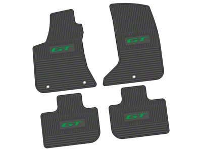 Factory Floorpan Fit Custom Vintage Scene Front and Rear Floor Mats with Green GT Insert; Black (11-23 AWD Charger)