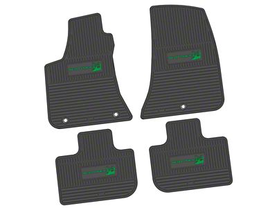 Factory Floorpan Fit Custom Vintage Scene Front and Rear Floor Mats with Green Scat Pack Insert; Black (11-23 RWD Charger)