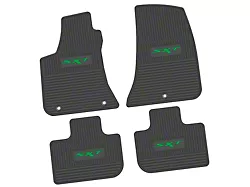 FLEXTREAD Factory Floorpan Fit Custom Vintage Scene Front and Rear Floor Mats with Green SXT Insert; Black (11-23 RWD Charger)