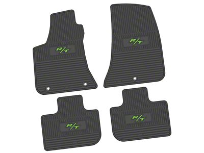 Factory Floorpan Fit Custom Vintage Scene Front and Rear Floor Mats with Lime 2008 R/T Insert; Black (11-23 RWD Charger)