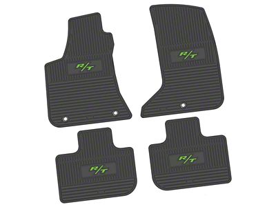 Factory Floorpan Fit Custom Vintage Scene Front and Rear Floor Mats with Lime 2008 R/T Insert; Black (11-23 AWD Charger)
