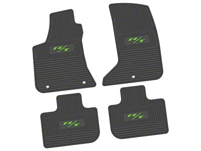 Factory Floorpan Fit Custom Vintage Scene Front and Rear Floor Mats with Lime 2015 R/T Insert; Black (11-23 AWD Charger)
