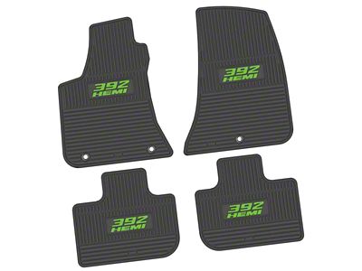 Factory Floorpan Fit Custom Vintage Scene Front and Rear Floor Mats with Lime 392 HEMI Insert; Black (11-23 RWD Charger)