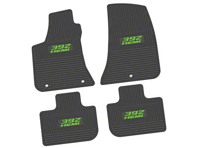 FLEXTREAD Factory Floorpan Fit Custom Vintage Scene Front and Rear Floor Mats with Lime 392 HEMI Insert; Black (11-23 RWD Charger)