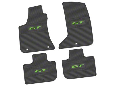 Factory Floorpan Fit Custom Vintage Scene Front and Rear Floor Mats with Lime GT Insert; Black (11-23 AWD Charger)