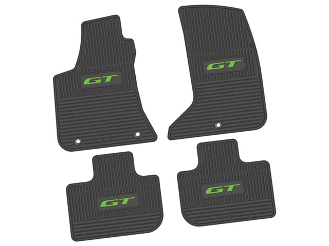FLEXTREAD Factory Floorpan Fit Custom Vintage Scene Front and Rear Floor Mats with Lime GT Insert; Black (11-23 AWD Charger)