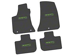 FLEXTREAD Factory Floorpan Fit Custom Vintage Scene Front and Rear Floor Mats with Lime SRT Hellcat Insert; Black (11-23 RWD Charger)
