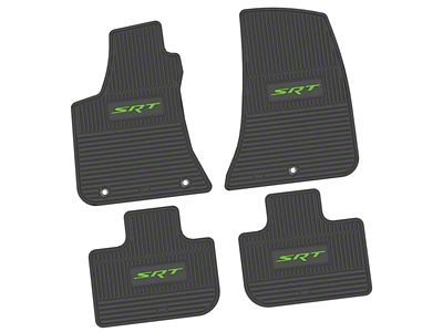 Factory Floorpan Fit Custom Vintage Scene Front and Rear Floor Mats with Lime SRT Insert; Black (11-23 RWD Charger)