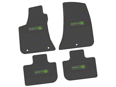 Factory Floorpan Fit Custom Vintage Scene Front and Rear Floor Mats with Lime SRT Superbee Insert; Black (11-23 RWD Charger)