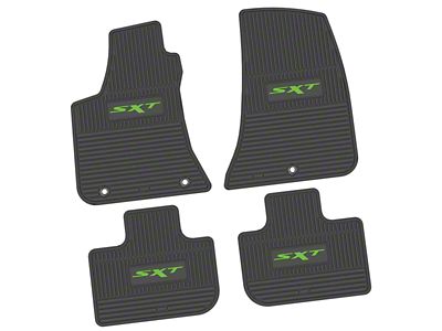 FLEXTREAD Factory Floorpan Fit Custom Vintage Scene Front and Rear Floor Mats with Lime SXT Insert; Black (11-23 RWD Charger)