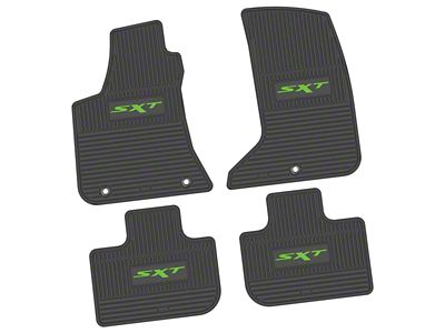 FLEXTREAD Factory Floorpan Fit Custom Vintage Scene Front and Rear Floor Mats with Lime SXT Insert; Black (11-23 AWD Charger)