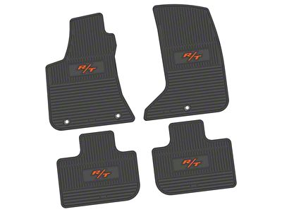 Factory Floorpan Fit Custom Vintage Scene Front and Rear Floor Mats with Orange 2008 R/T Insert; Black (11-23 AWD Charger)