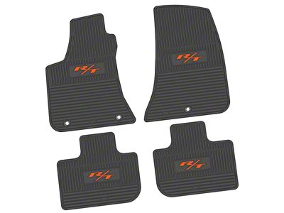 Factory Floorpan Fit Custom Vintage Scene Front and Rear Floor Mats with Orange 2015 R/T Insert; Black (11-23 RWD Charger)
