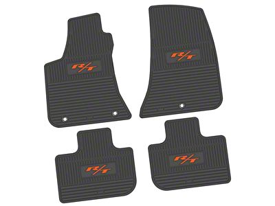 FLEXTREAD Factory Floorpan Fit Custom Vintage Scene Front and Rear Floor Mats with Orange 2015 R/T Insert; Black (11-23 RWD Charger)