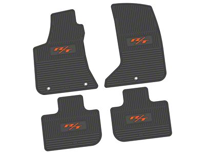 Factory Floorpan Fit Custom Vintage Scene Front and Rear Floor Mats with Orange 2015 R/T Insert; Black (11-23 AWD Charger)