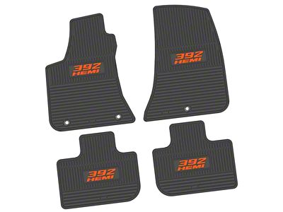 FLEXTREAD Factory Floorpan Fit Custom Vintage Scene Front and Rear Floor Mats with Orange 392 HEMI Insert; Black (11-23 RWD Charger)