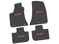 Factory Floorpan Fit Custom Vintage Scene Front and Rear Floor Mats with Orange Daytona Insert; Black (11-23 RWD Charger)